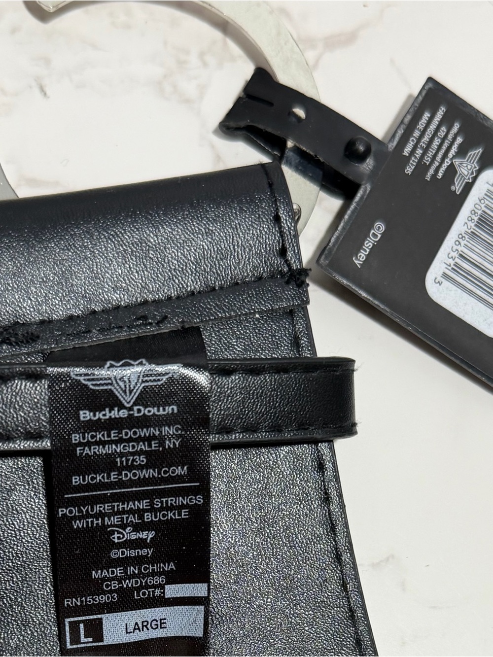 NWT Disney Black Wide Buckle Down Belt With Mickey Mouse Buckle -- L - Picture 6 of 6